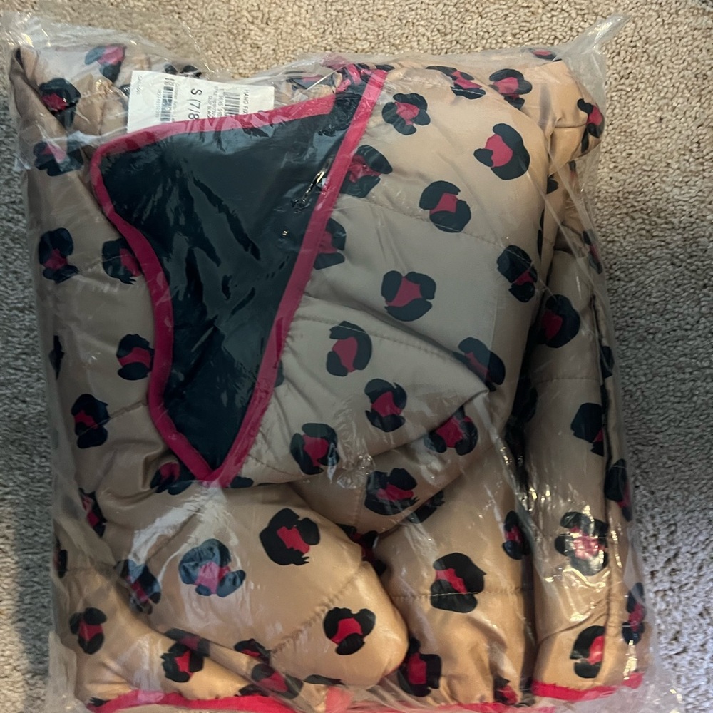 Macy's Kids Puffer Jacket - Tan with Black and Pink Accents